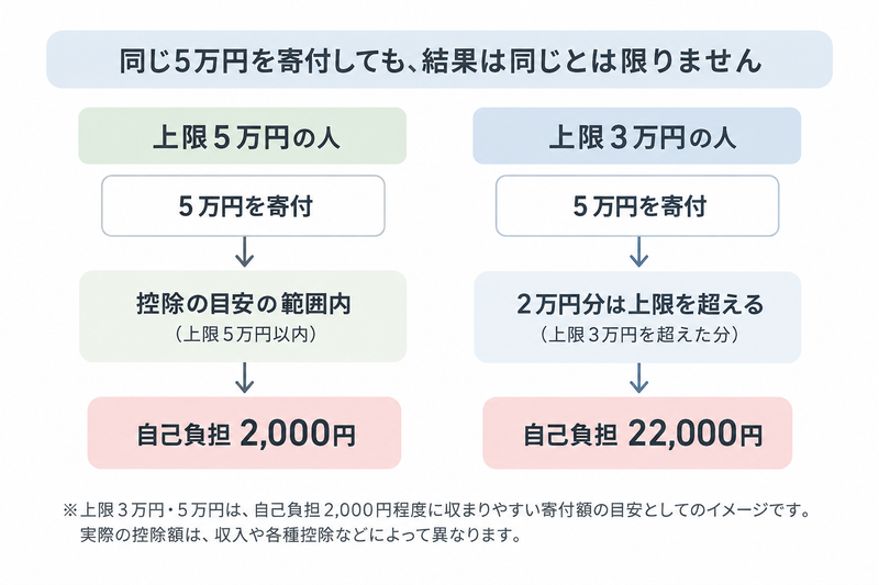 上限額の違いによる自己負担の差